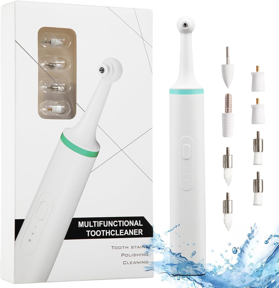 Electric Tooth Polisher, Household Electric Dental Calculus Remover With 8 Replacement Heads & 3 Adjustable Modes, Plaque Remover For Teeth, Teeth Cleaner Tools