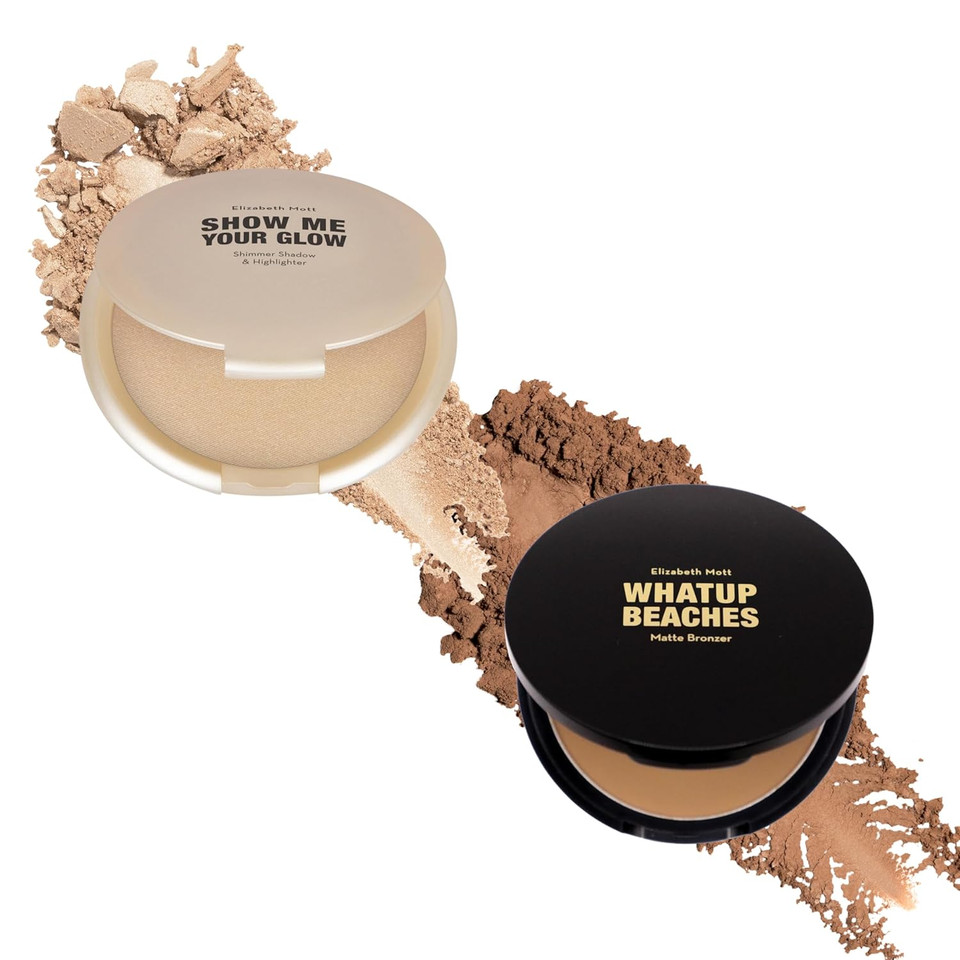 Elizabeth Mott Bundle: Show Me Your Glow Shimmer Highlighter And Whatup Beaches Bronzer (Matte) - Cruelty Free