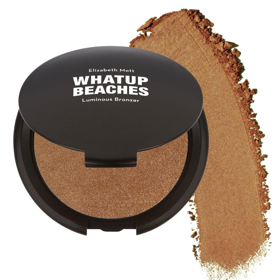 Elizabeth Mott Whatup Beaches Bronzer  Vegan & Cruelty-Free Face Powder For Contouring, Highlighting & Bronzing  Lightweight, Blendable Formula For A Sun-Kissed Glow  Luminous Glow Shade, 10G
