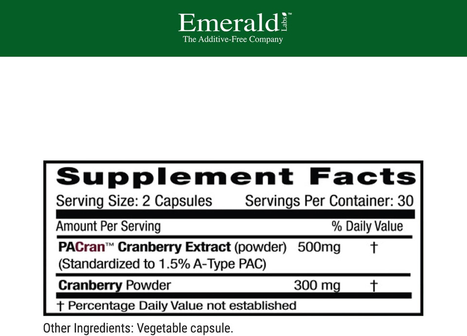 Emerald Labs Cranberry Extract - Cranberry Capsules For Urinary Tract Health & Bladder Health - Also Offers Digestive & Immune Support - 60 Vegetable Capsules (30-Day Supply)
