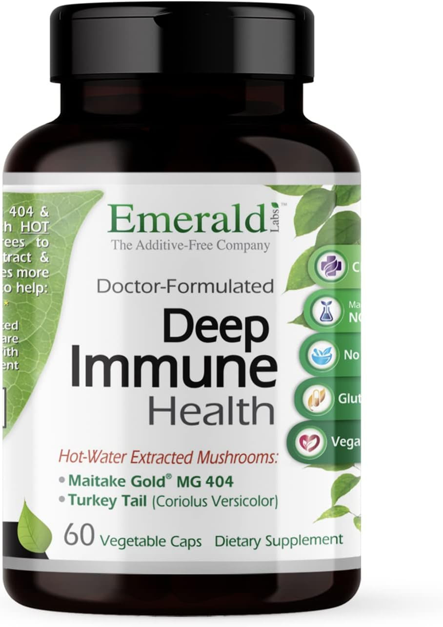 Emerald Labs Deep Immune Health - Immune Support Supplement With Maitake Gold Mushrooms, Meriva Turmeric & Astragalus Extract - 60 Vegetable Capsules (30-Day Supply)