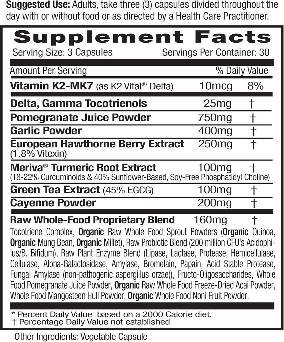 Emerald Labs Heart, Artery & Vein Health - Heart Health Support With Hawthorn Berry, Meriva Turmeric, Vitamin K2 As Vital Delta Mk-7 & More - Gluten-Free - 90 Vegetable Capsules (30-Day Supply)