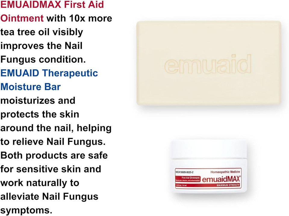 Emuaid Emuaidmax Nail Fungus Eradicator Travel Kit - Emuaidmax Maximum Strength 0.5Oz With Therapeutic Moisture Bar Is Also Suitable For Cold Sores, Rashes, Psoriasis, Severe Boils And Bumps Nodules