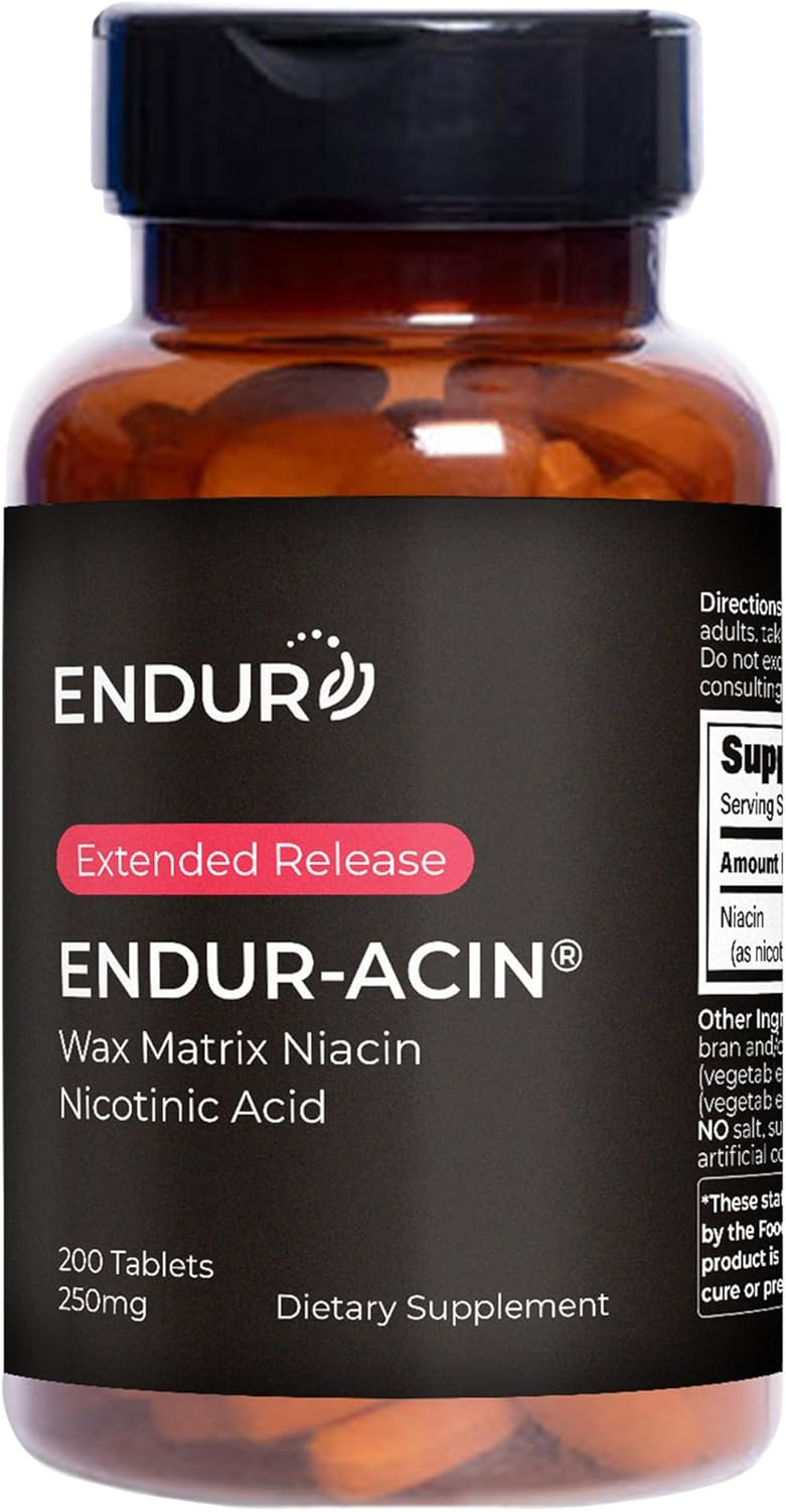 Endur-Acin 250Mg Niacin - Extended Release For Optimal Absorption & Low-Flush Vitamin B-3, 200 Tablets - Non-Gmo, Vegan, Gluten Free Company