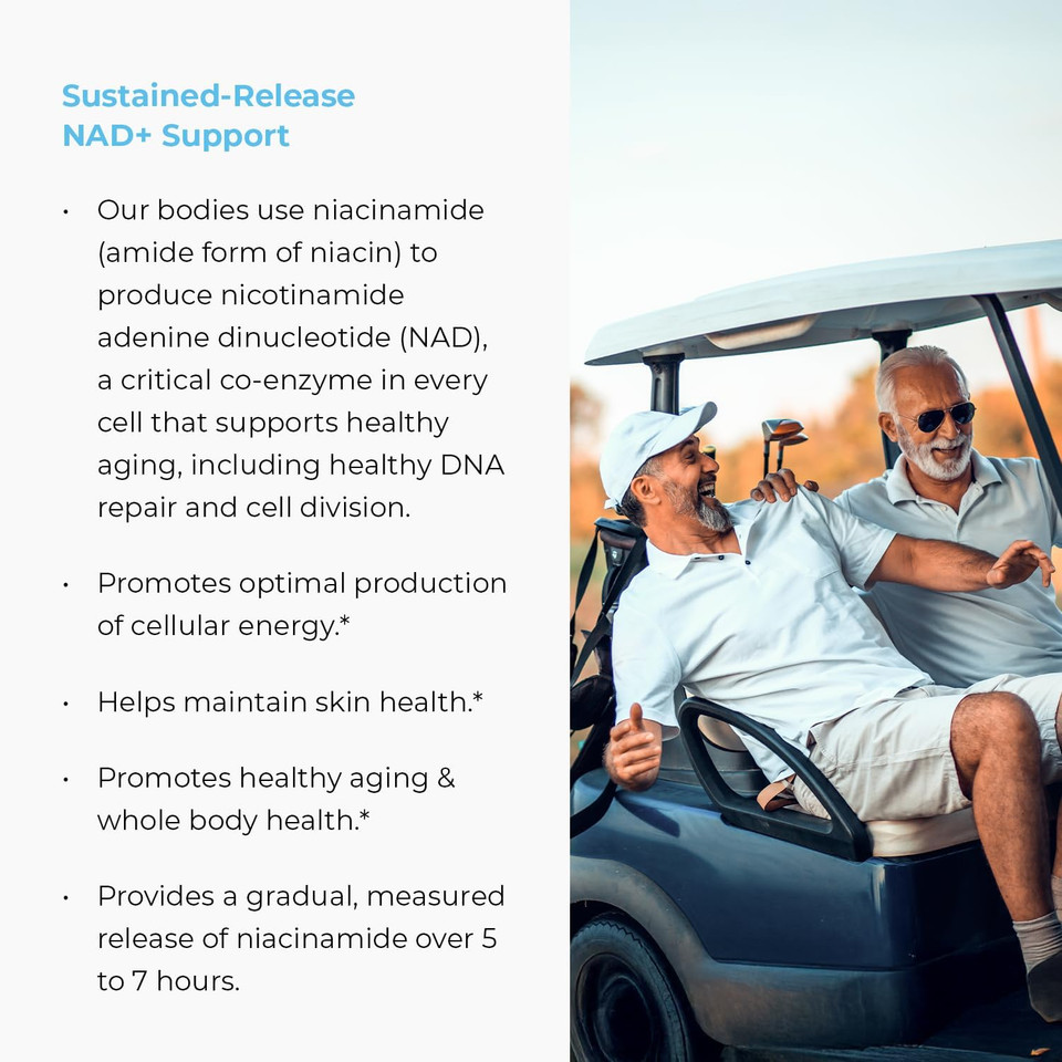 Endur-Amide Nad+ Niacinamide Vitamin B3, Flush-Free For Optimal Absorption, Energy Supplements For Men And Women, Vitamin B3 Niacinamide 500Mg, 90 Tablets