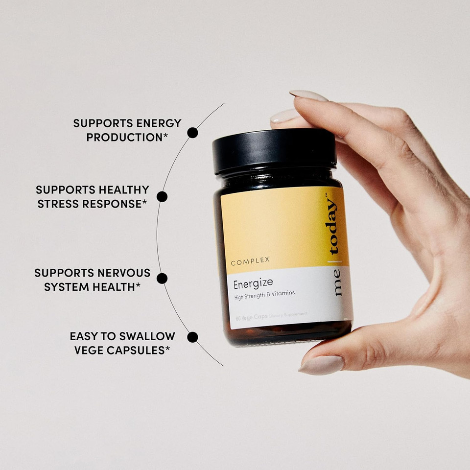 Energise Supplement  High Strength B Vitamins With B6, B12, C, Ashwagandha, Ginseng & Zinc  Energy Support For Men & Women  Vegan, 60 Capsules