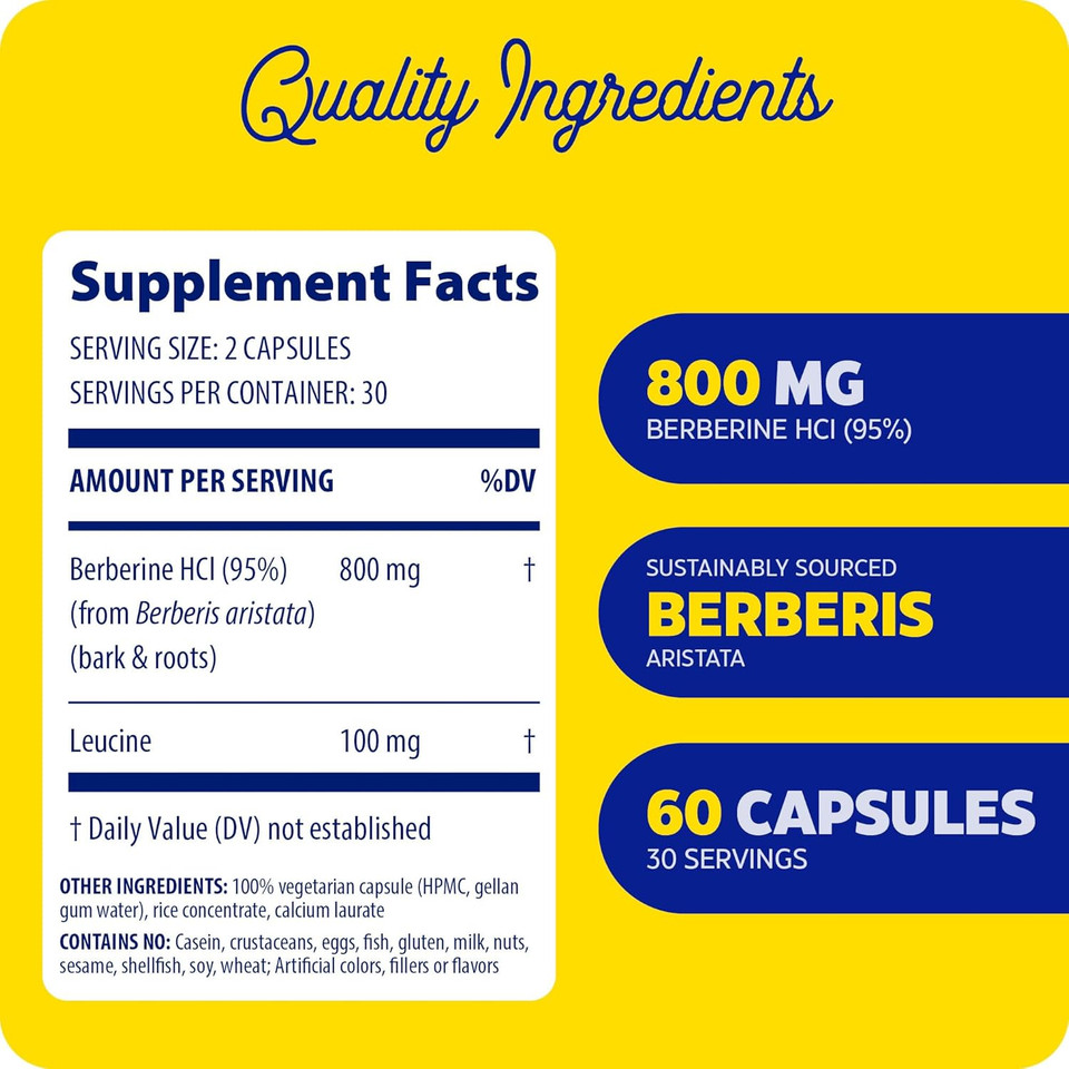 Enzymedica Berberine 800 Mg  Vegan Capsules For Metabolic Support  From Sustainably Sourced Barberry  Non-Gmo, Gluten-Free, No Fillers Or Excipients  60 Capsules