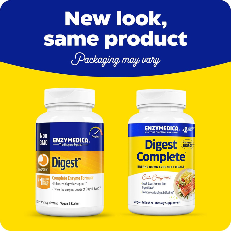 Enzymedica Digest, Full-Range, Everyday Digestive Enzymes, Offers Fast-Acting Gas & Bloating Relief, 180 Count