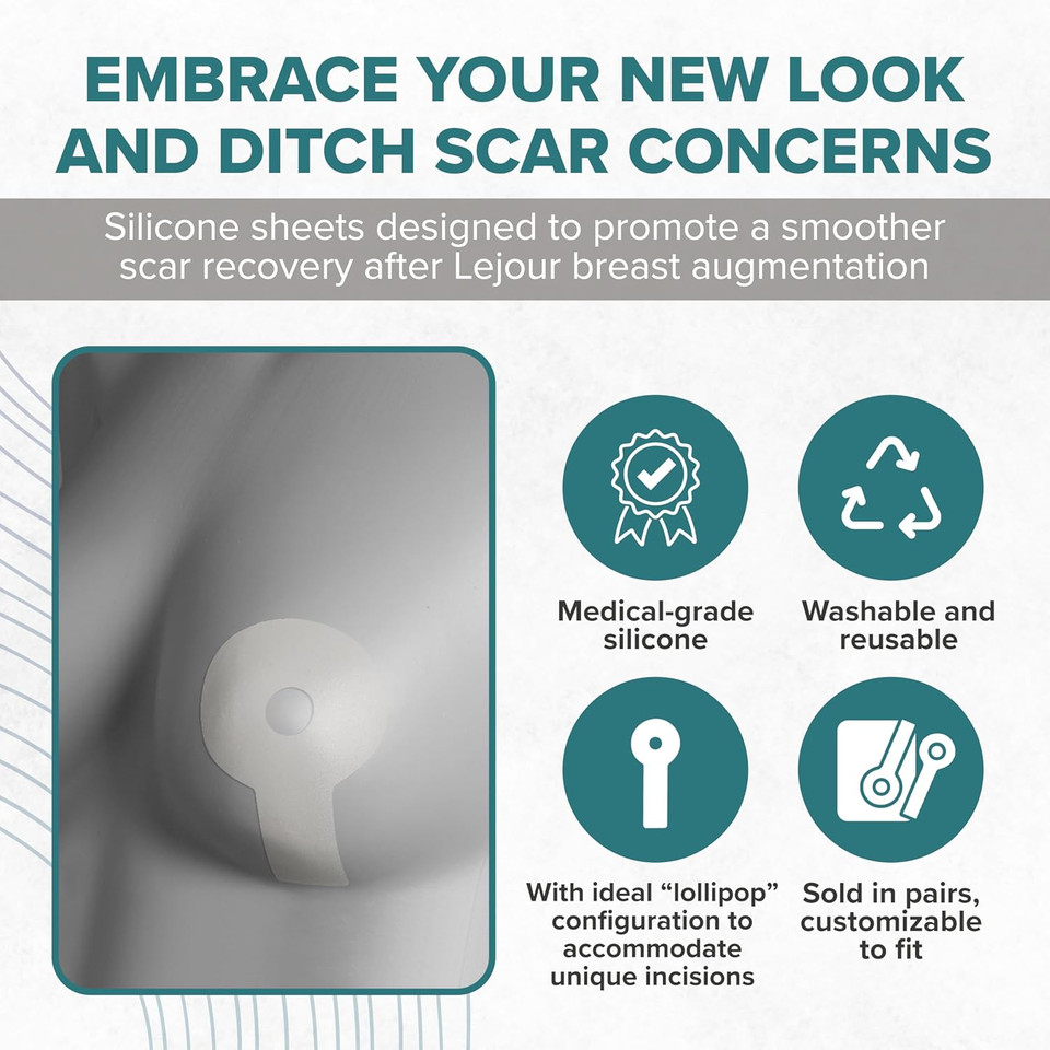 Epiderm Areopexy Clear Silicone Scar Sheets - Reusable, Washable & Customizable - Lollipop Shape Ideal For Lejour Breast Augmentation - Made From Premium-Grade Silicone For Optimal Scar Management