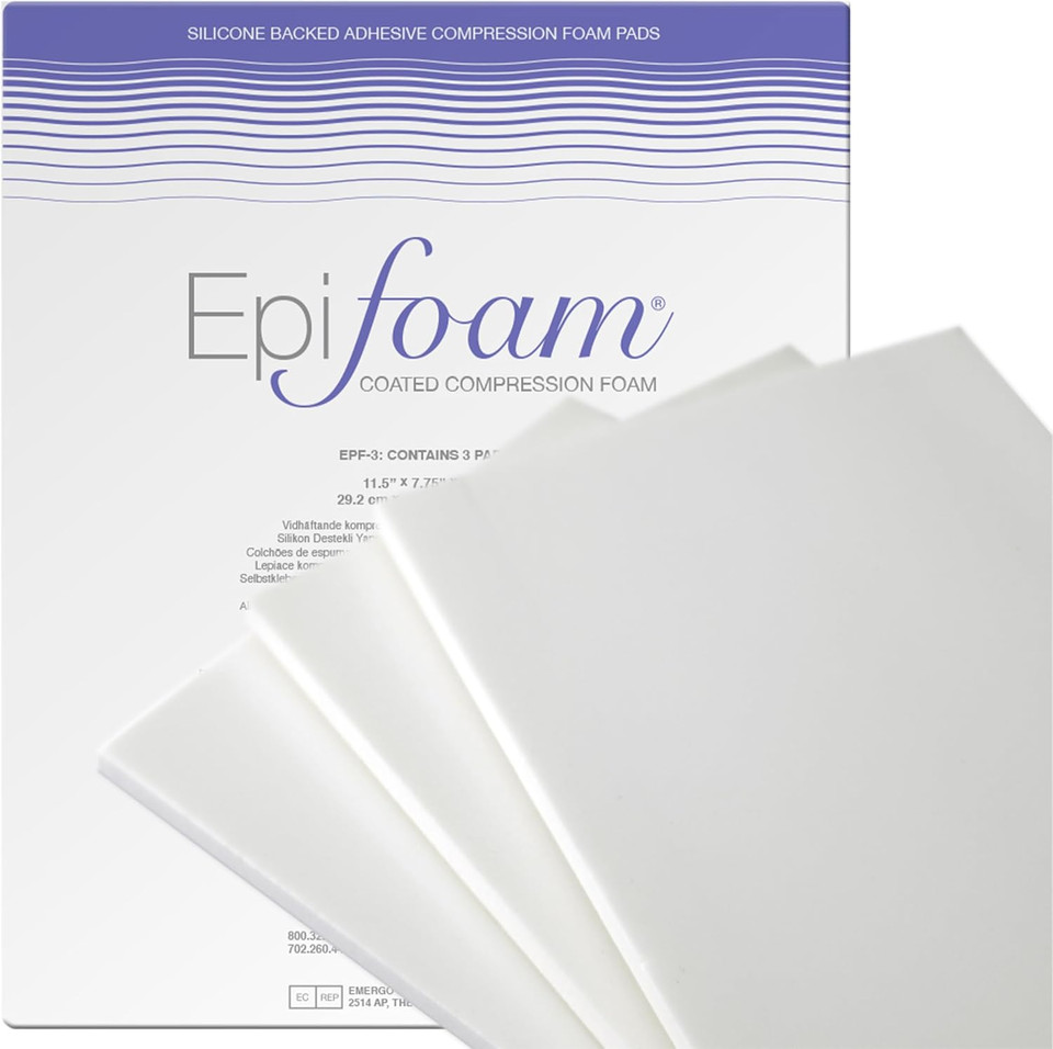 Epifoam Silicone Coated Pads  Premium Durable Silicone Foam Dressing For Post-Surgical & Liposuction Recovery - Helps Balance Compression & Enhances Comfort - Includes 3 Sheets, 7.75 X 11.5 Inches