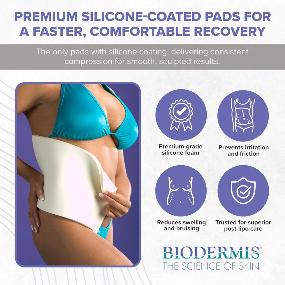 Epifoam Silicone Coated Pads  Premium Durable Silicone Foam Dressing For Post-Surgical & Liposuction Recovery - Helps Balance Compression & Enhances Comfort - Includes 3 Sheets, 7.75 X 11.5 Inches
