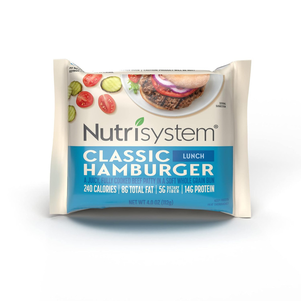 Nutrisystem Frozen Hamburger Bundle, Beef Burgers on Whole Wheat Buns, Support Healthy Weight Loss - 12 Count