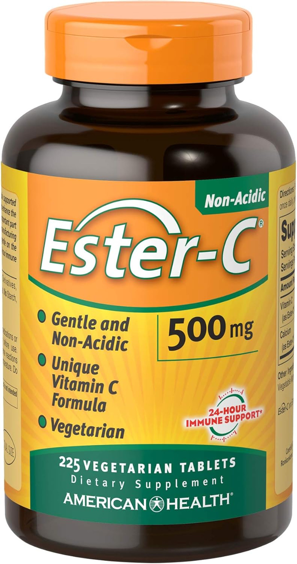 Ester-C American Health Vitamin C 500 Mg Coated Tablets, Immune System Booster, Stomach-Friendly Supplement, 225 Count