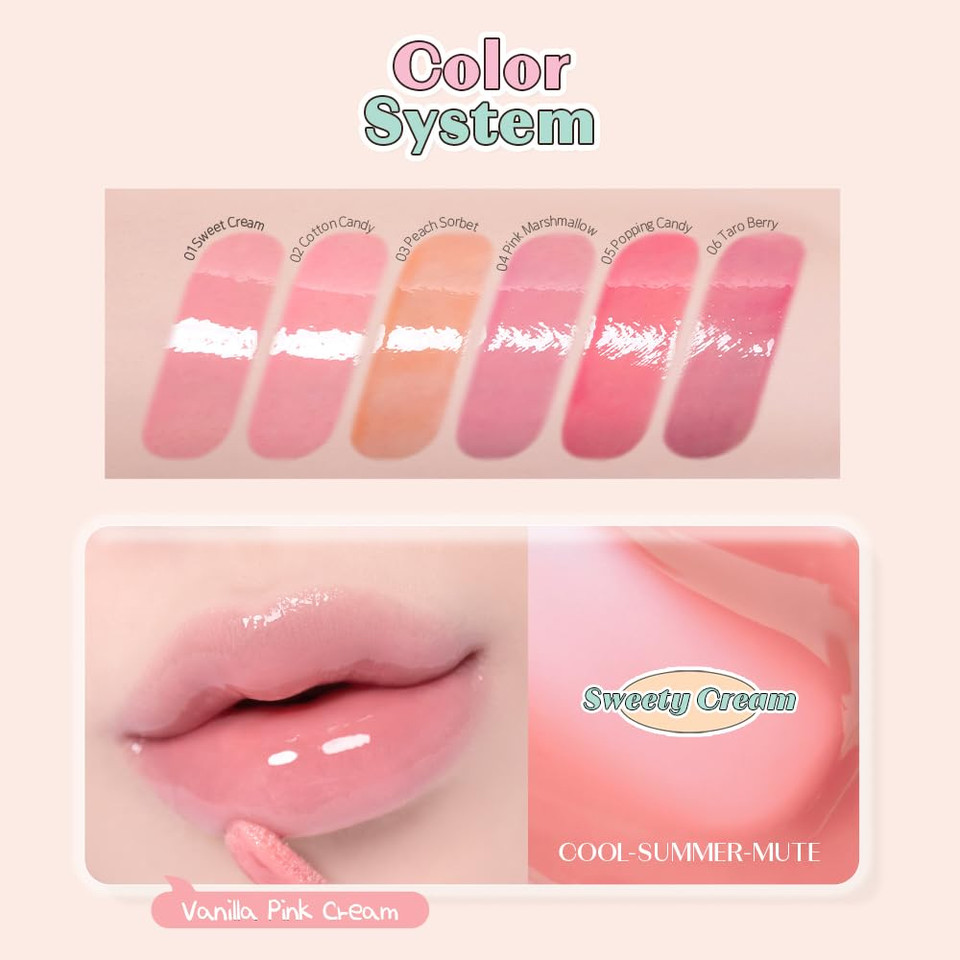 Etude Over Glowy Lip Gloss #5 Popping Candy | Non-Sticky Vegan Lip Tint | Moisturized & Long-Lasting Lip Gloss | Daily Lip Stain For Dry Lips, Korean Makeup, K-Beauty, Perfect For Gift