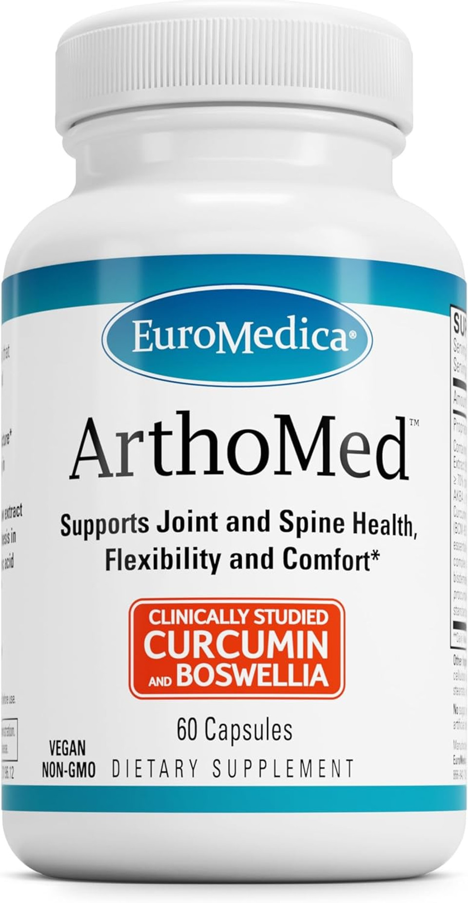 Euromedica Arthomed - 60 Capsules - Clinically Studied Boswellia & Curcumin, DevilS Claw - Joint & Spine Health, Cartilage Formation, Flexibility, Comfort - 30 Servings
