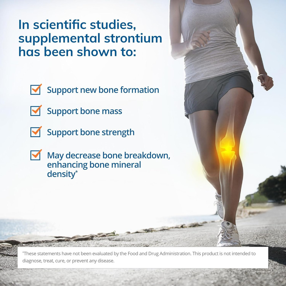 Euromedica Strontium - Bone Health & Strength Support Supplement - Dietary Supplement With Vegan Capsules - Health Supplement With Strontium Citrate For Superior Absorption - 60 Capsules