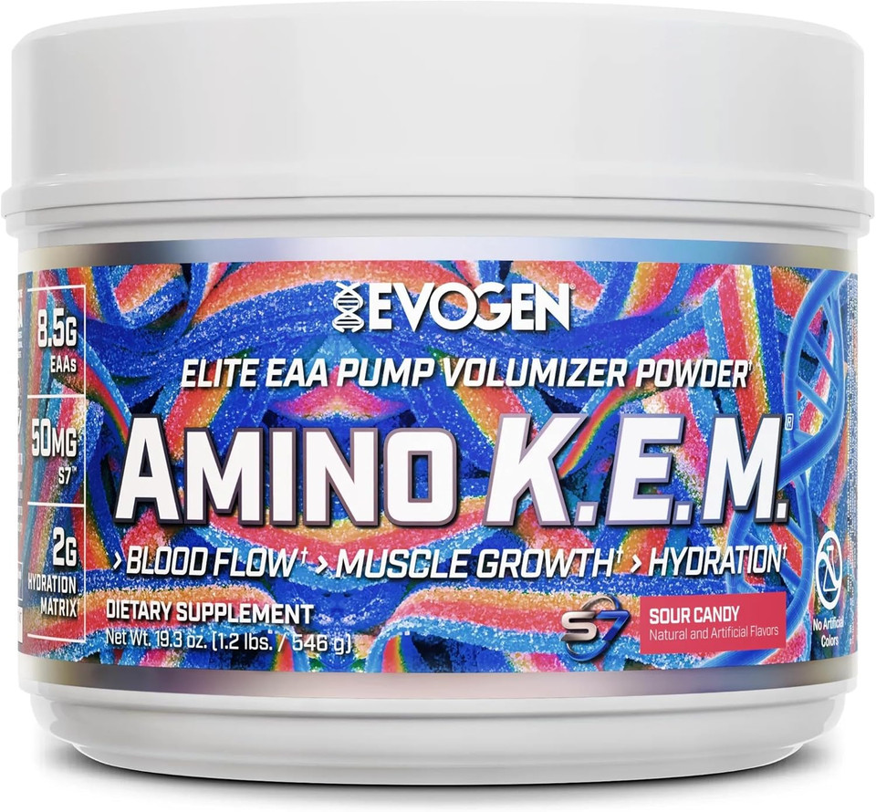 Evogen Amino K.E.M. - Eaa & Bcaa Powder Pump Volumizer | Bcaas Amino Acids Supplement For Blood Flow, Muscle Growth, & Hydration | Juicy Grape | 30 Servings