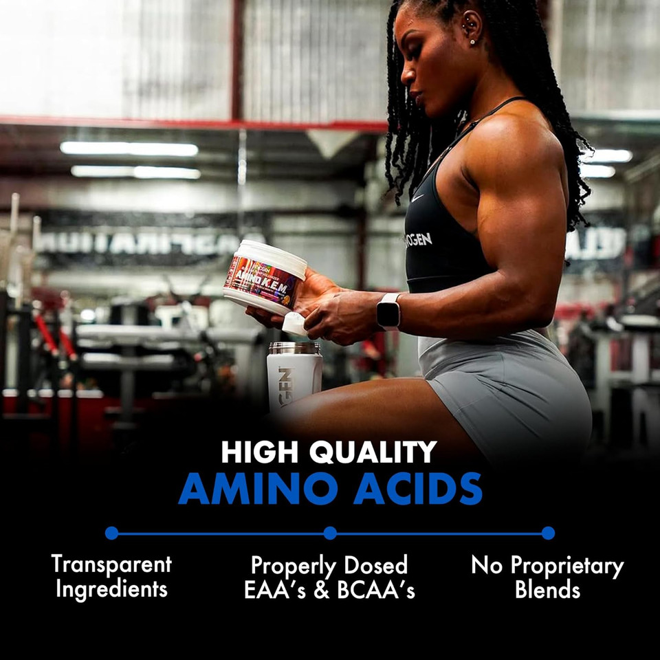 Evogen Amino K.E.M. - Eaa & Bcaa Powder Pump Volumizer | Bcaas Amino Acids Supplement For Blood Flow, Muscle Growth, & Hydration | Natural Sweetened Raspberry Lemonade | 30 Servings