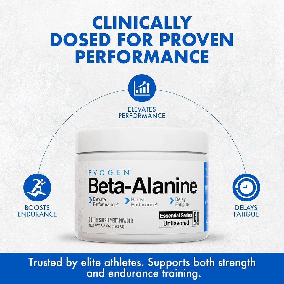 Evogen Beta-Alanine - Performance Enhancer | Boost Endurance, Delay Fatigue | Unflavored | 60 Servings