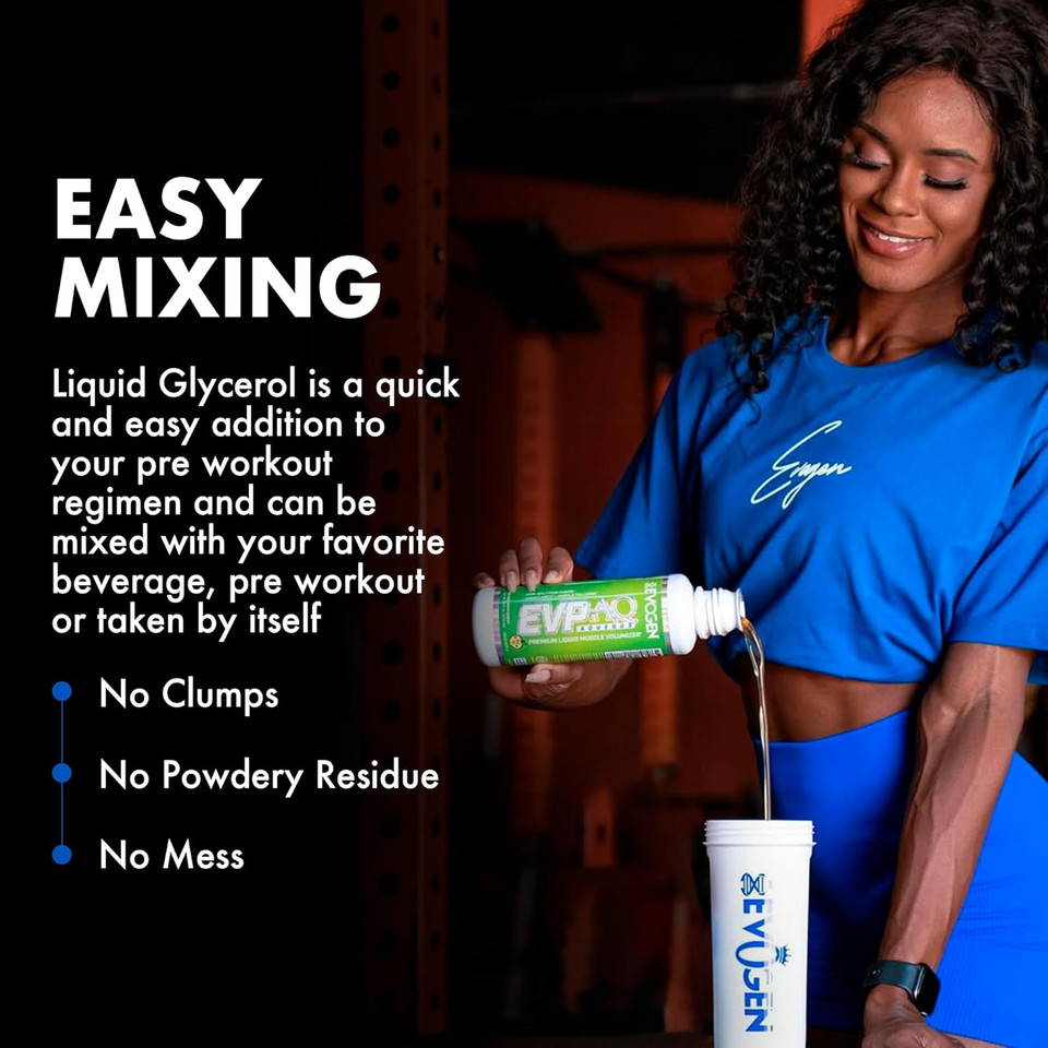 Evogen Evp Aq - Liquid Glycerol Muscle Volumizer | Pre Workout For Pumps, Vascularity, & Hydration | Premium Preworkout For Men & Women | Sour Apple | 16 Fl Oz