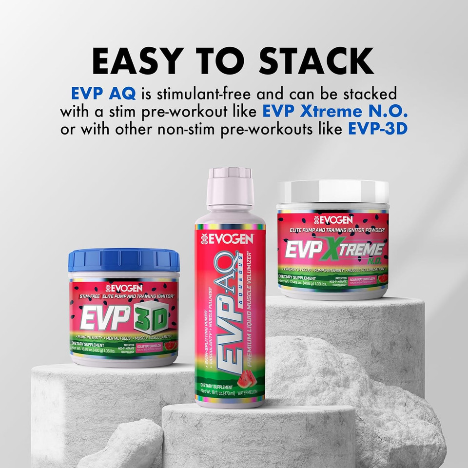 Evogen Evp Aq - Liquid Glycerol Muscle Volumizer | Pre Workout For Pumps, Vascularity, & Hydration | Premium Preworkout For Men & Women | Watermelon | 16 Fl Oz