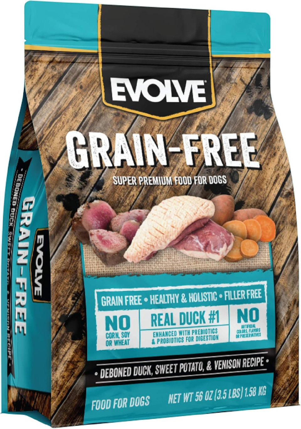 Evolve Grain Free Deboned Duck, Sweet Potato & Venison Recipe Dry Dog Food, 3.5 Lb