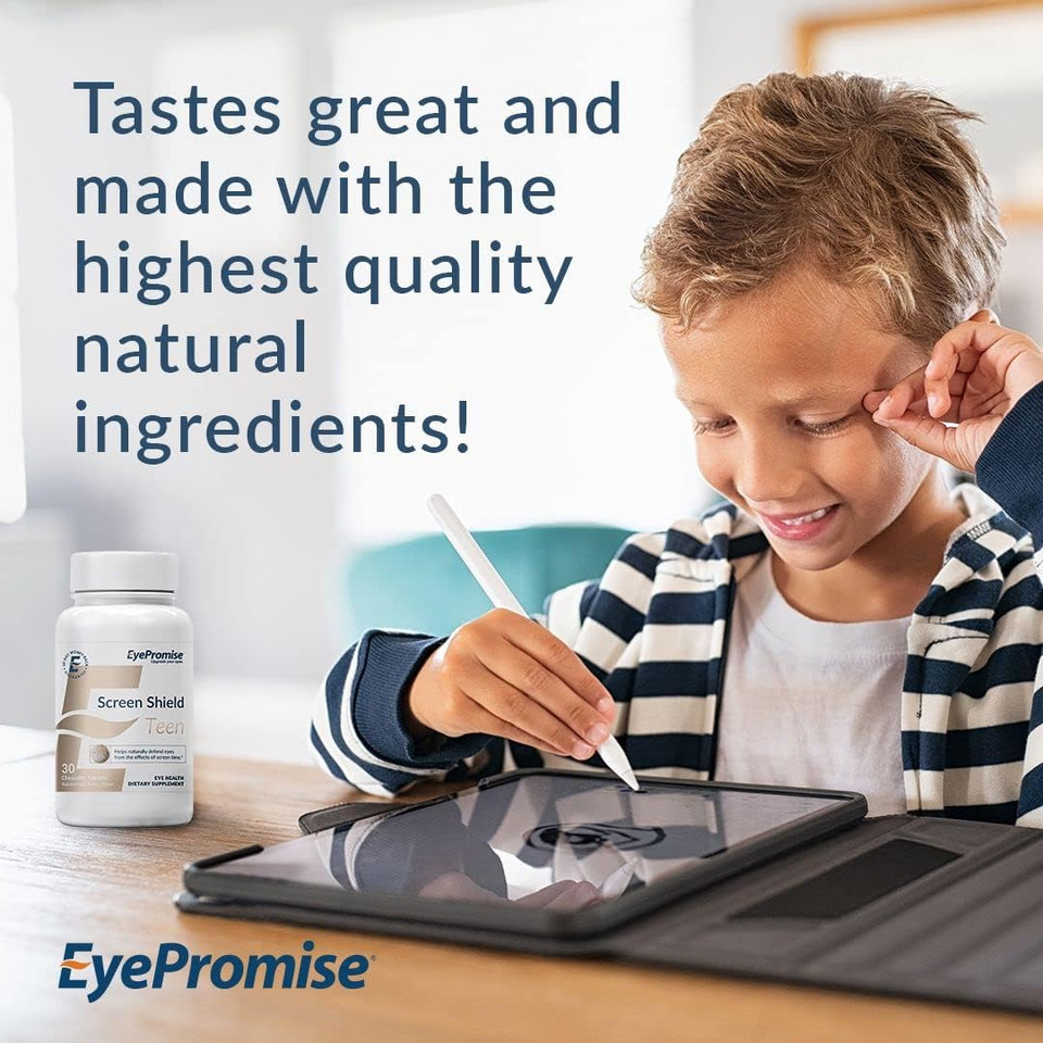 Eyepromise Screen Shield Teen Chewable Eye Vitamin - Screen Time Protection Vitamins For Kids Ages 4-17 Including Preschool, School Age, And Adolescent Phases  No Yeast Or Gluten