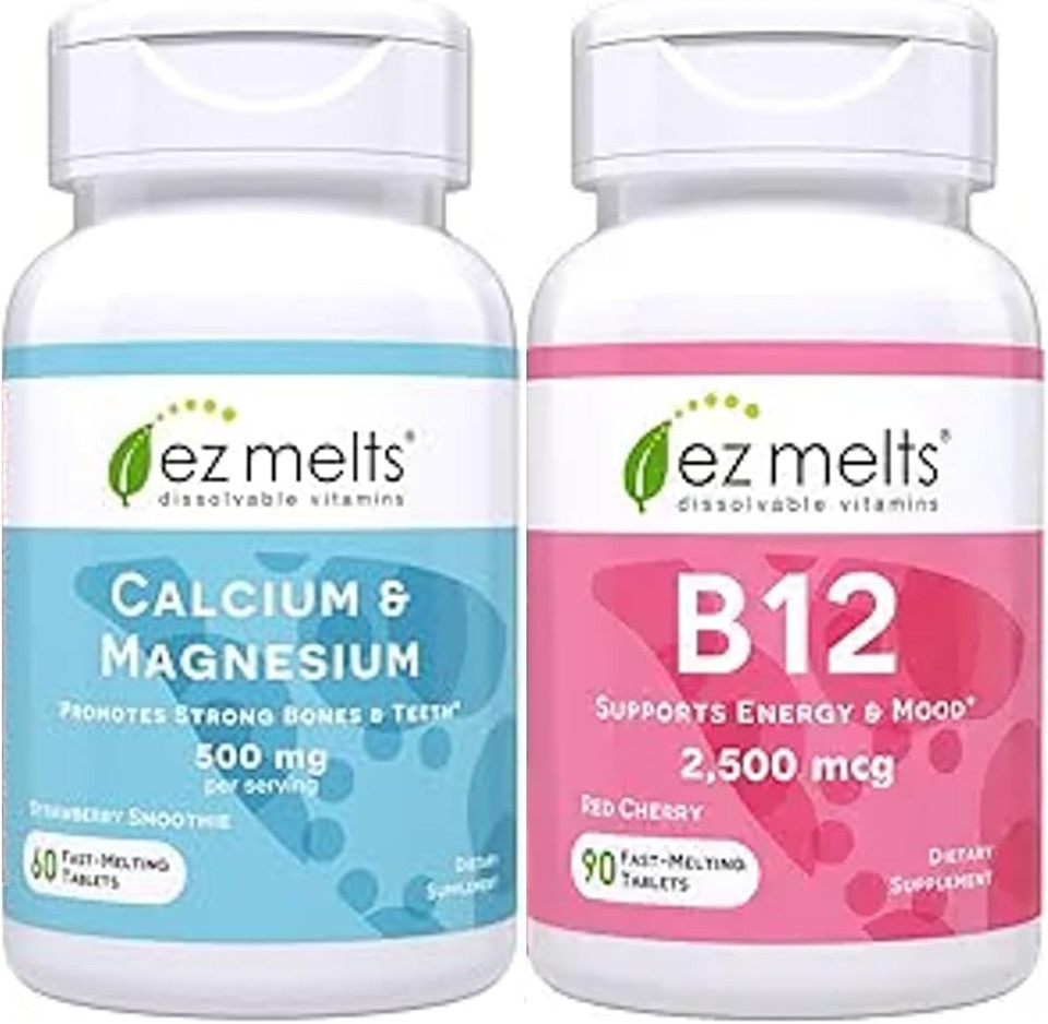 Ez Melts B12 Sublingual Vitamin And Dissolveable Calcium And Magnesium Supplement Bundle