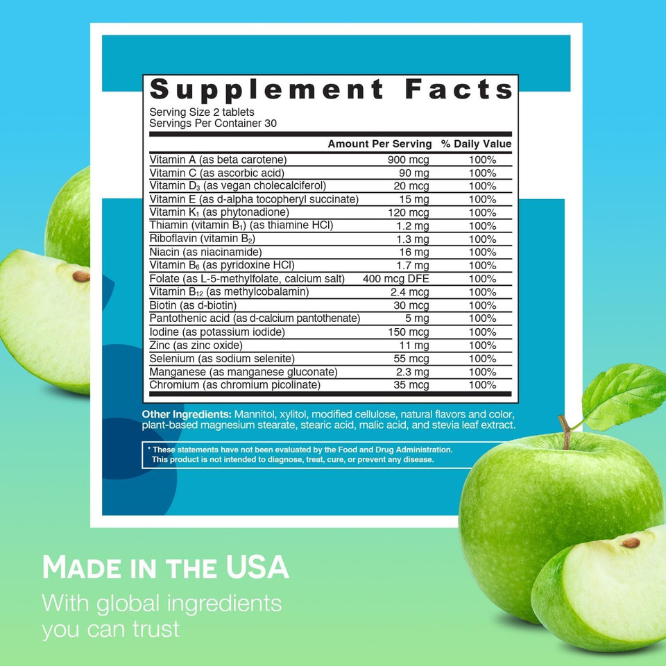 Ez Melts Dissolvable Multivitamin Without Iron, 18 Vitamins & Minerals Including Vitamin A, Biotin, Vitamin B12, Vitamin C, Vitamin D3, Zinc And More, Sugar-Free, 1-Month Supply