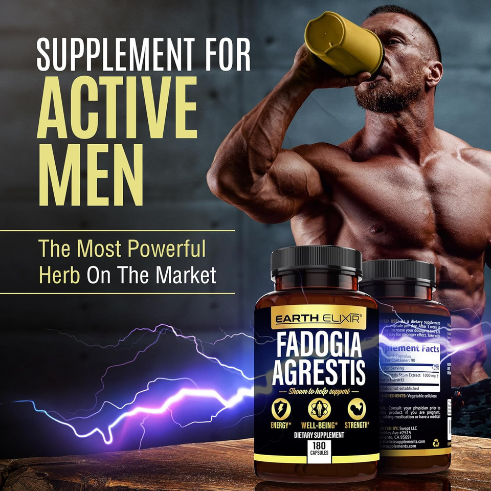 Fadogia Agrestis Supplement 900Mg (180 Capsules) - Made In Usa - 3 Month Supply - 3Rd Party Tested - Fadogia Agrestis Extract -Max Purity  100% Pure  Fadogia Agrestis Capsules