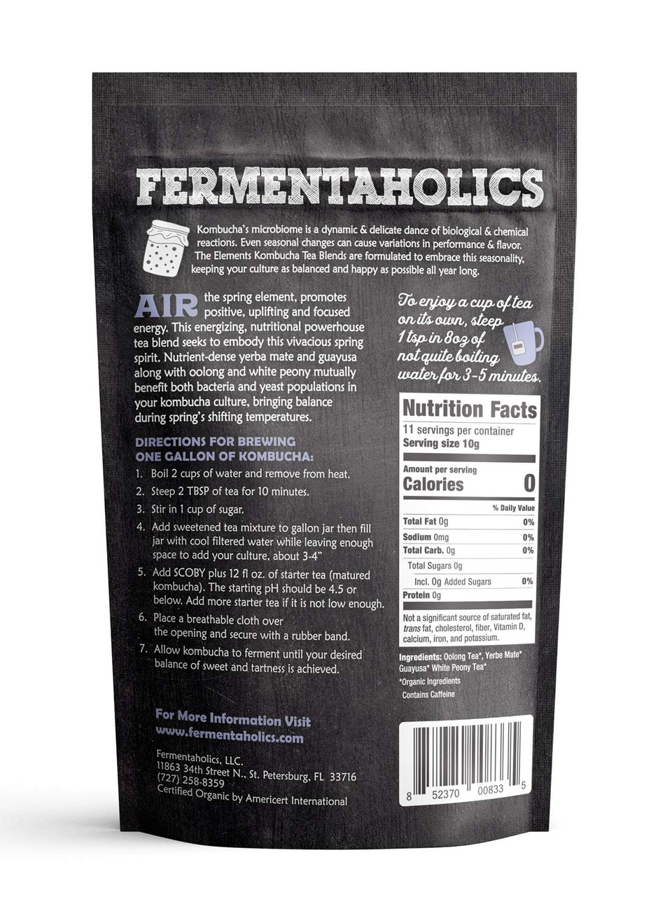 Fermentaholics - Element Kombucha Tea Blends | Usda Certified Organic Kombucha Tea Blend | Kosher Certified (Air Blend)