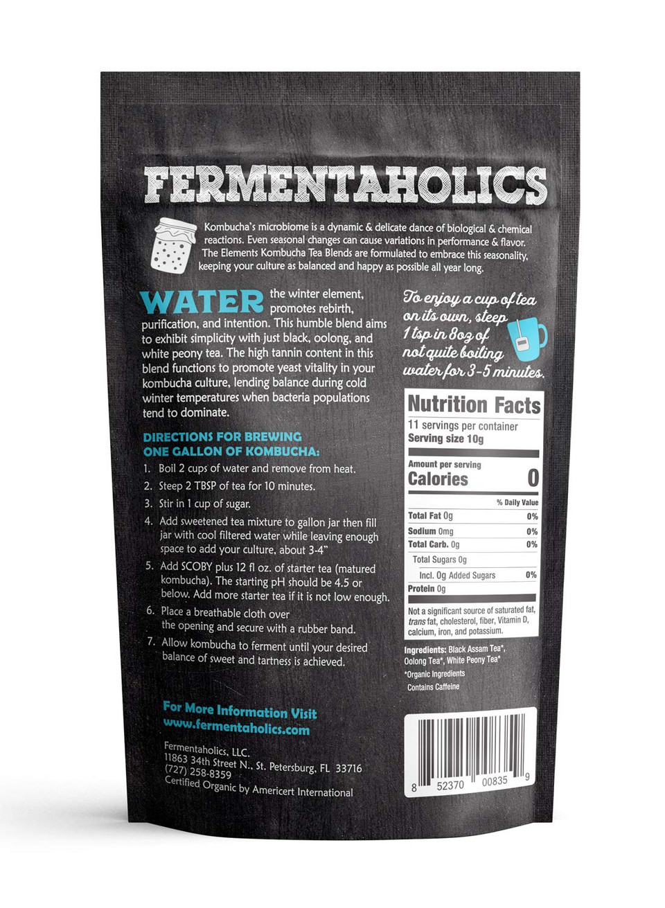Fermentaholics - Element Kombucha Tea Blends | Usda Certified Organic Kombucha Tea Blend | Kosher Certified (Water Blend)