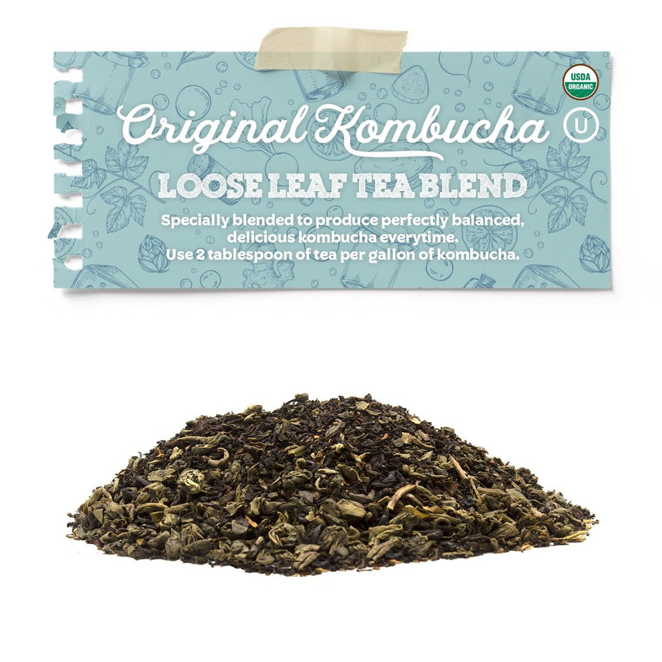 Fermentaholics Usda Certified Organic Kombucha Tea Blend 4 Oz | Makes 11 Gallons | Kosher Certified | Organic Black And Green Tea Blend | Loose Leaf