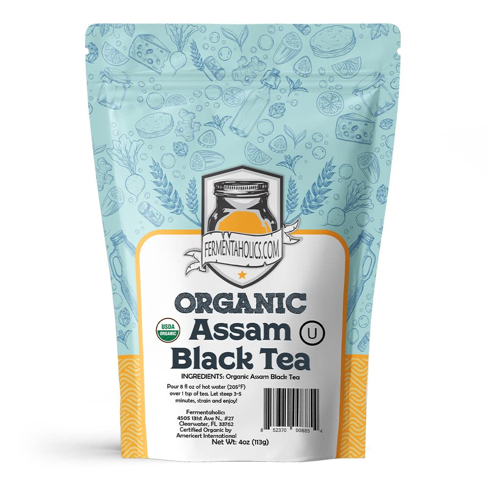 Fermentaholics Usda Certified Organic Loose-Leaf Assam Black Tea - Perfect For Homebrewing Kombucha, Hot Tea, And Iced Tea - Ou Kosher Certified  Premium Taste, Aroma, And Flavor