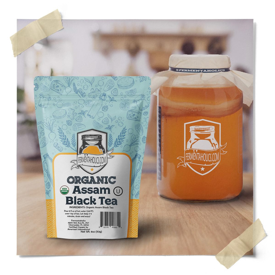 Fermentaholics Usda Certified Organic Loose-Leaf Assam Black Tea - Perfect For Homebrewing Kombucha, Hot Tea, And Iced Tea - Ou Kosher Certified  Premium Taste, Aroma, And Flavor