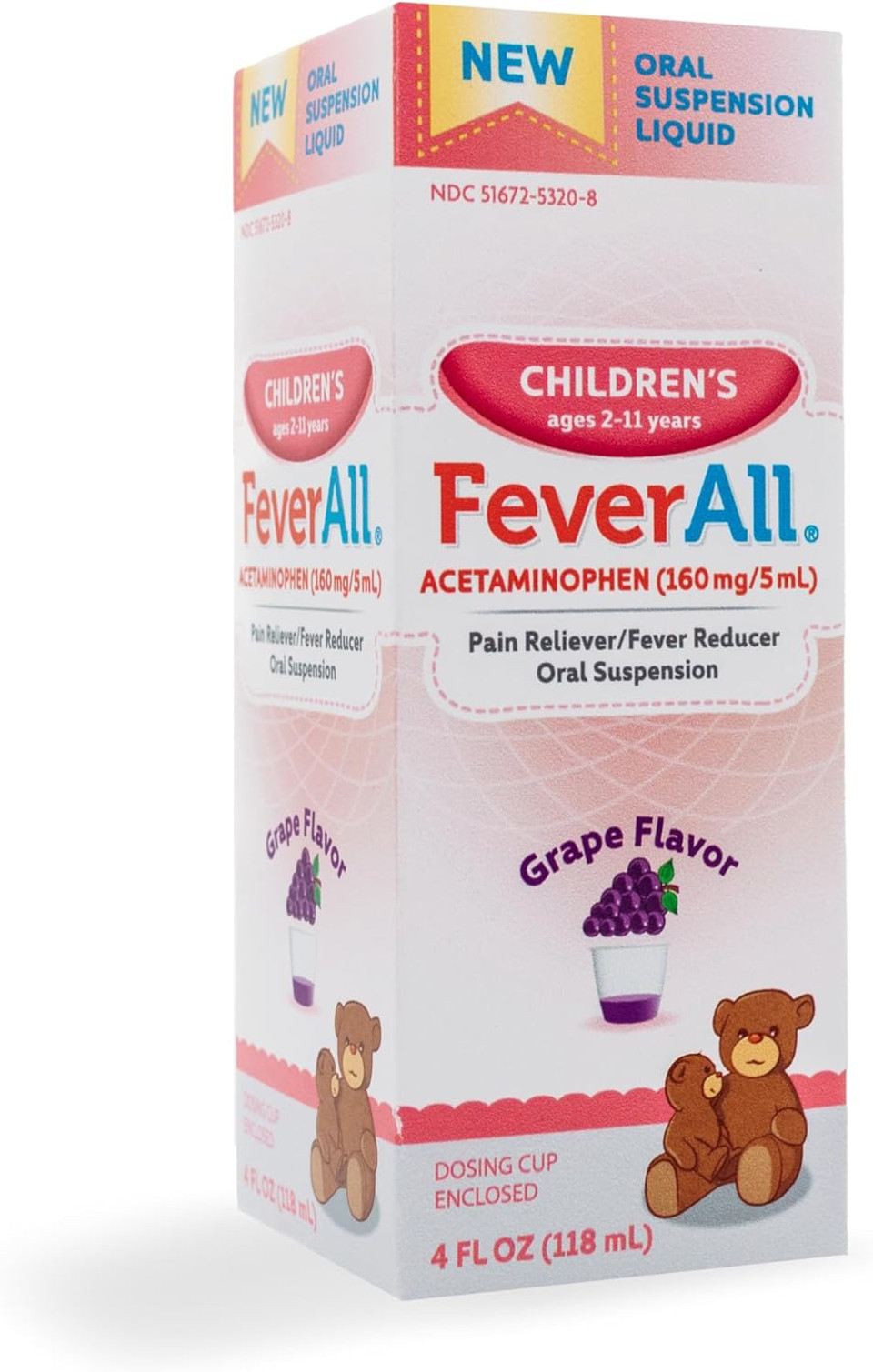 Feverall Liquid Oral Children Fever Reducer/Pain Reliever (8 Oz., Grape)