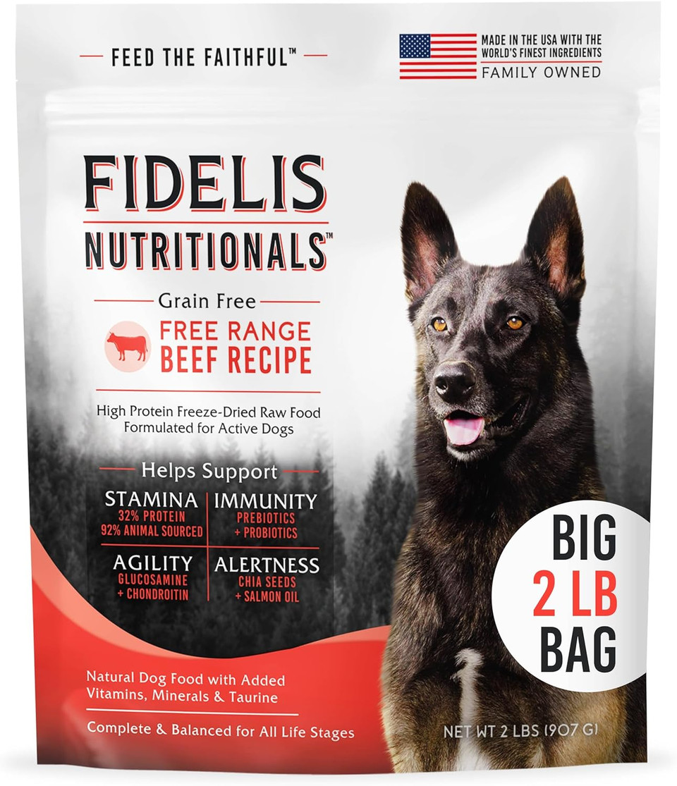 Fidelis Freeze Dried Raw Dry Dog Food For Small, Medium, Large Dogs, High Protein, Chicken, Blueberries, Superfoods, Omega 3, Grain Free, Kibble-Alternative, Adult & Puppy, Made In Usa, Chicken, 2 Lbs