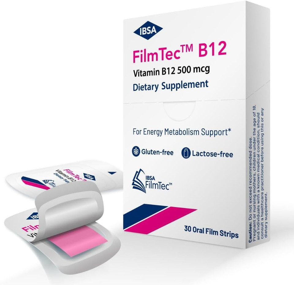 Filmtec B12 - Dietary Supplement  500 Mcg Vitamin B12-30 Oral Dissolving Films For Immediate Release And Tolerability - Gluten-Free, Lactose-Free, Sugar-Free, Non-Gmo