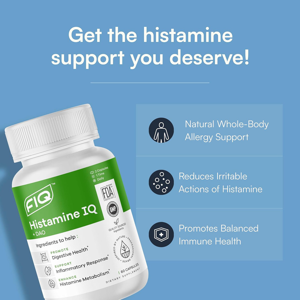 Fiq - Histamine Iq - Diamine Oxidase Supplement - Dao Supplements Histamine Blocker - Histamine & Immune Support - 60 Capsules