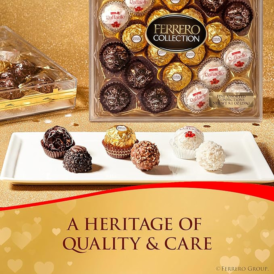 Ferrero Collection, 48 Count, Gourmet Assorted Hazelnut Chocolate And Coconut, Valentine'S Chocolate, 18.2 Oz