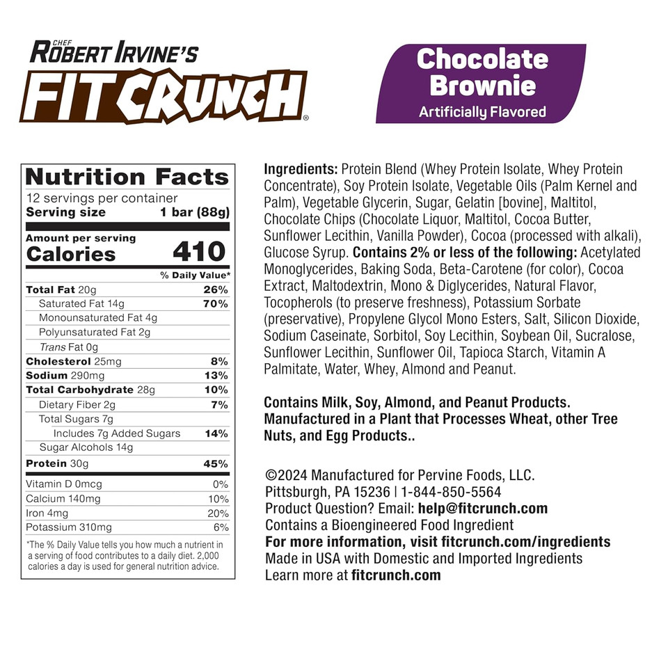 Fitcrunch Full Size Protein Bars, 6-Layer Baked Bar, 8G Of Sugar, Gluten Free & Soft Cake Core (12 Bars, Milk And Cookies)