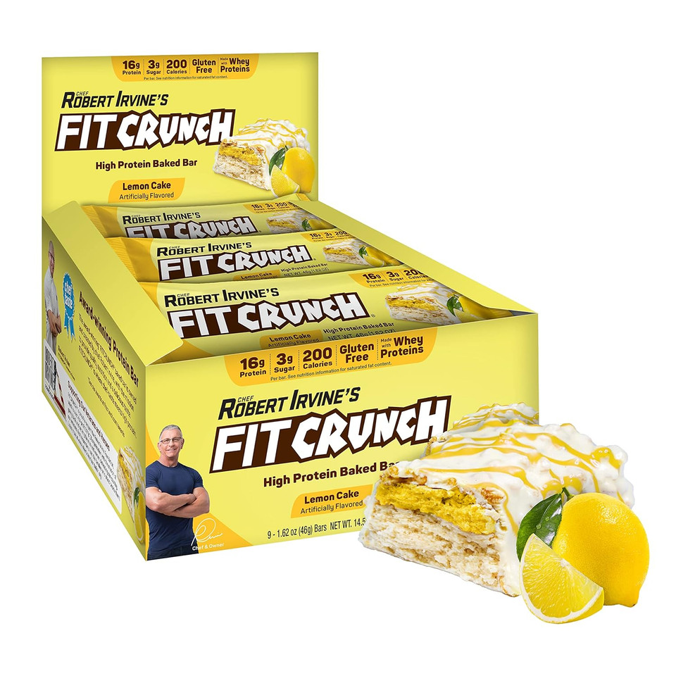 Fitcrunch Snack Size Protein Bars, 6-Layer Baked Bar, 3G Of Sugar & Soft Cake Core (9 Bars, Lemon Cake)