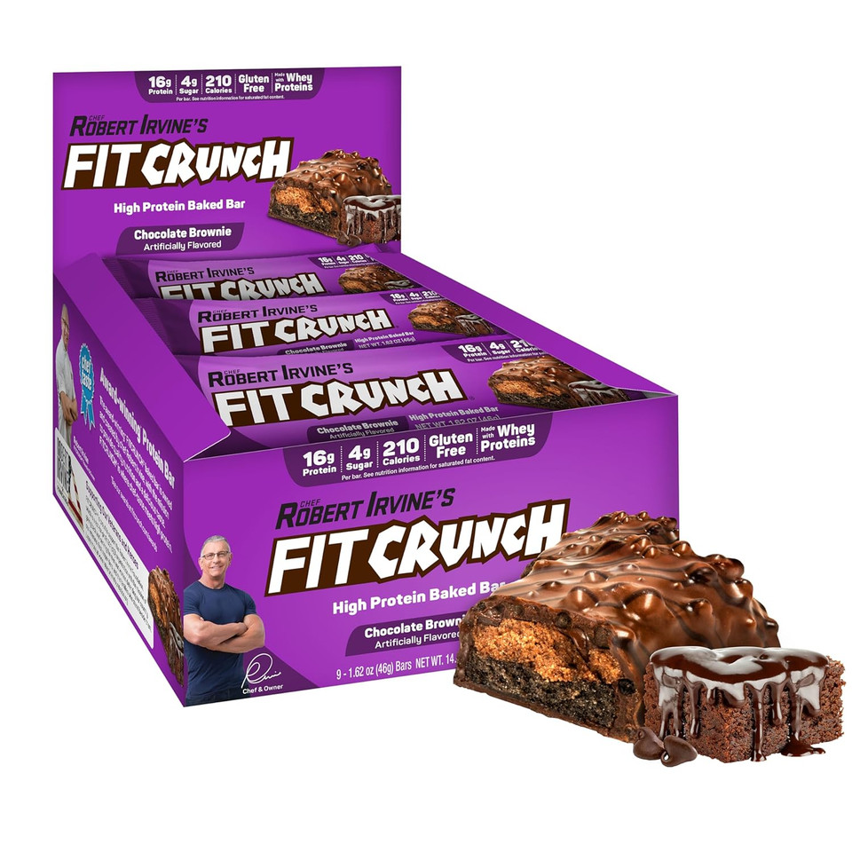 Fitcrunch Snack Size Protein Bars, 6-Layer Baked Bar, 5G Of Sugar & Soft Cake Core (9 Bars, Chocolate Coconut Almond)