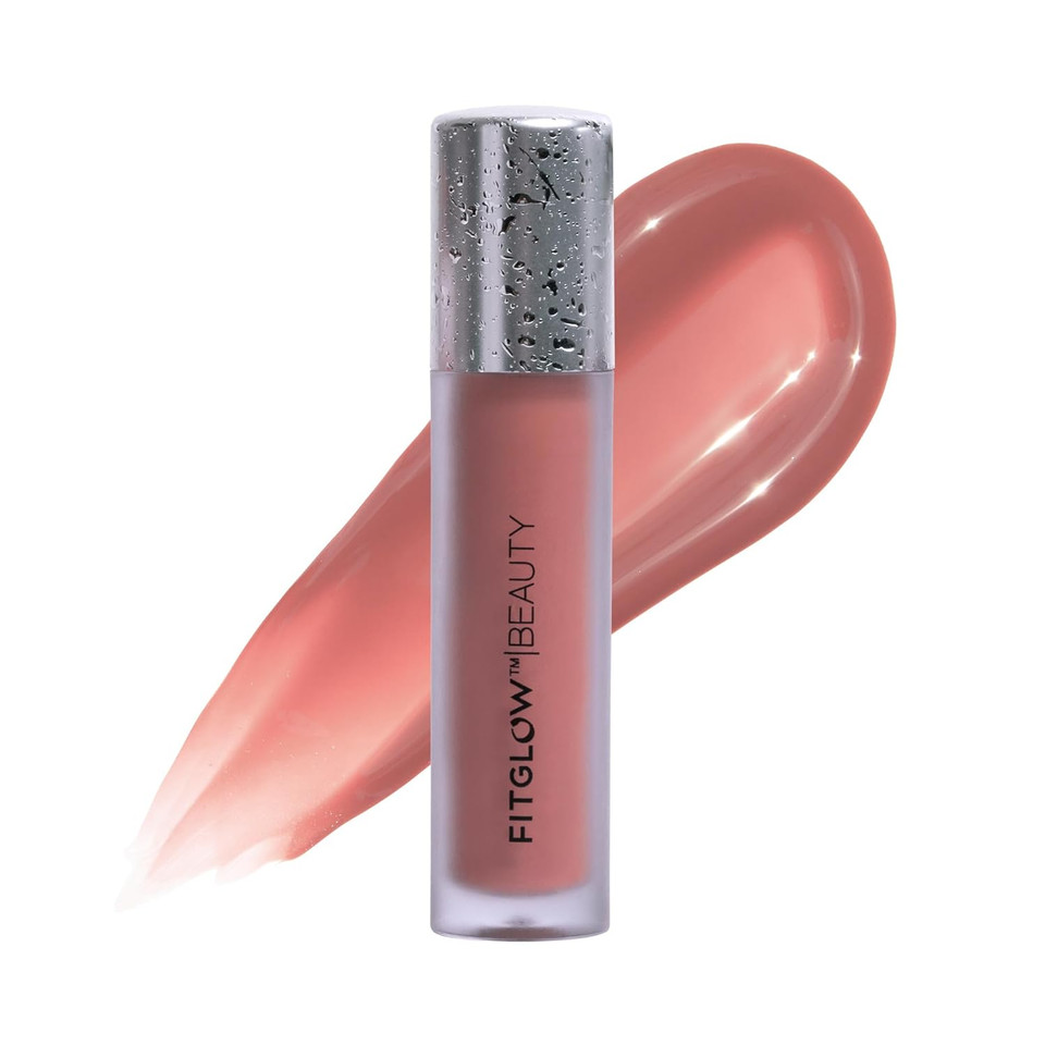 Fitglow Beauty Lip Colour Serum | Hydrating Lip Gloss | Plumping Anti-Aging Lip Treatment | Natural Shine With Pomegranate Sterols & Collagen | Buildable Color For Dry Chapped Lips | Beach Glow - 10G