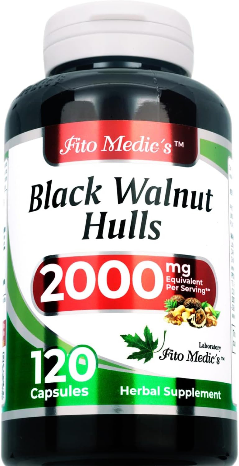Fito Medic'S Lab - Black Walnut Hull, Pure - Black Walnut- 2000 Mg Per Serving, For Cleansing And Detoxifying, Ultra High Absorption