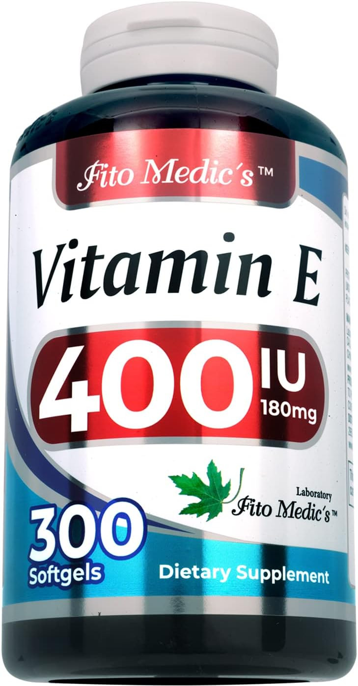 Fito Medic'S Lab - Vitamin E - 400 Iu, 300 Softgels Of - Pure- Vitamin E Oil - For Antioxidant Support- Vitamin E Capsules - Ultra High Absorption- Vitamina E