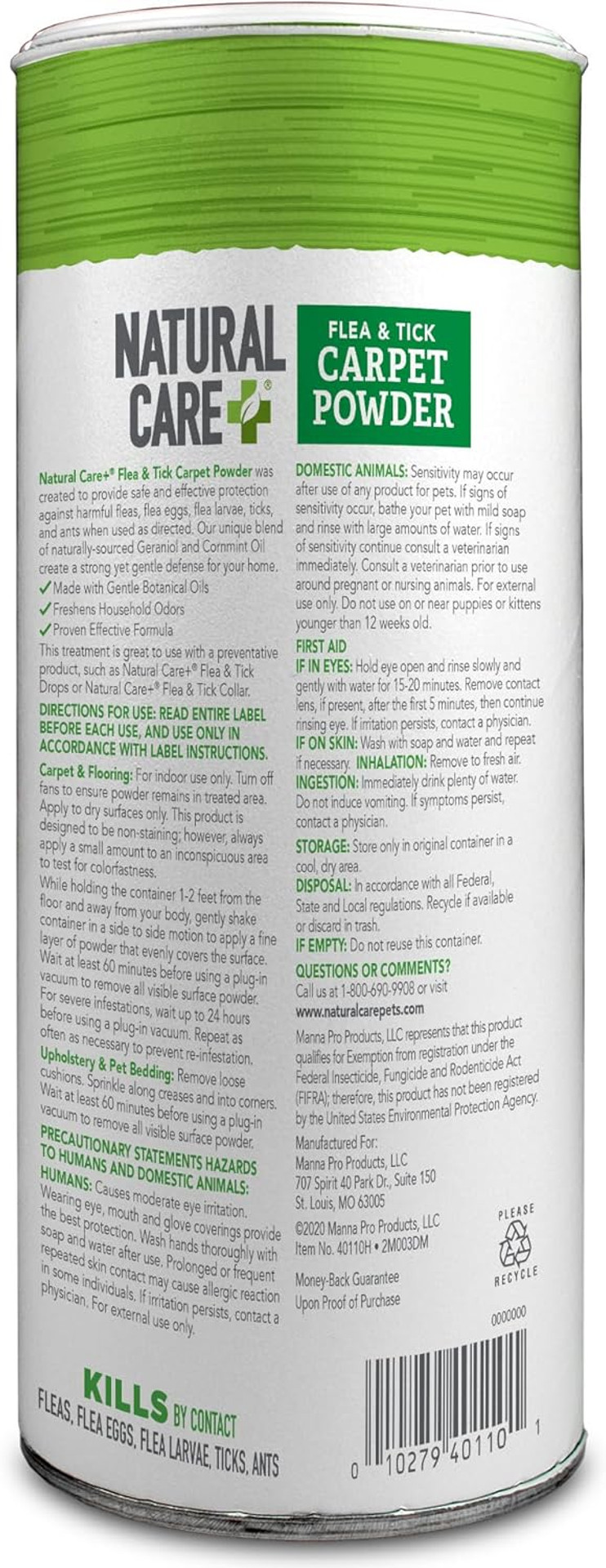 Flea And Tick Carpet Powder - Flea Treatment For Rugs, Carpet, Or Pet Bedding - 8.1 Ounce Canister