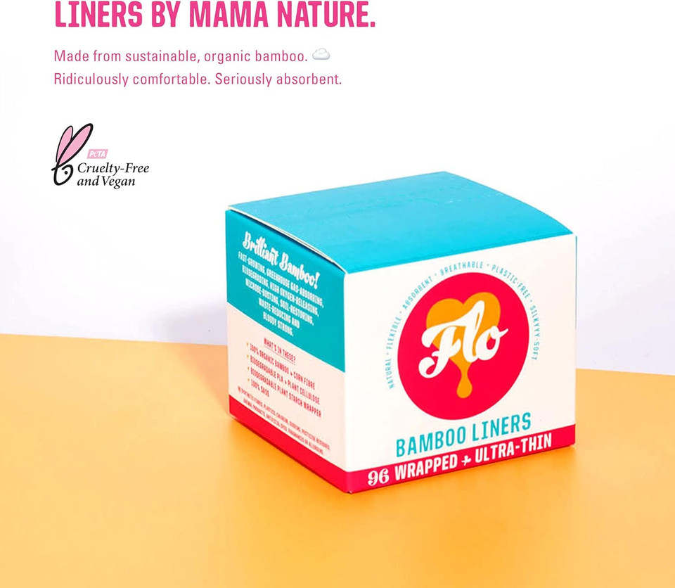 Flo Bamboo Long Daily Panty Liners Unwrapped + Ultra Thin (24 Liners)