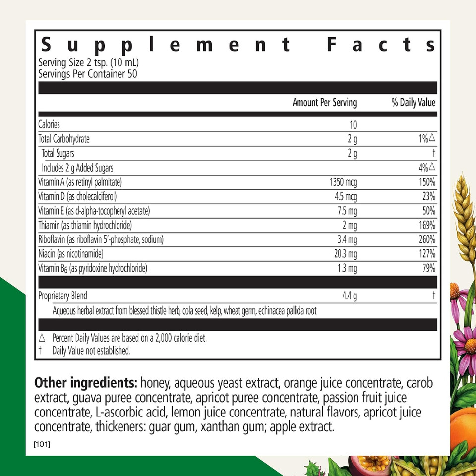 Floradix Epresat Adult Multivitamin - Daily Liquid Multivitamin With Vitamin A, Milk Thistle & More For Wellness - Energy Support & Liver Health Support* - Vegetarian, Non-Gmo - 8.5 Fl Oz