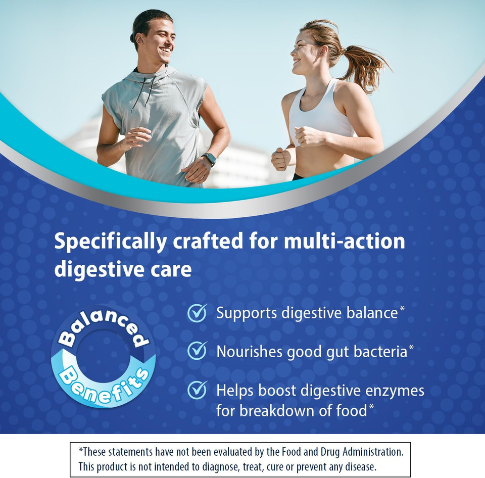 Florastor Digestive And Metabolic Support Probiotic Blend, Prebiotic And Probiotic Gummies For Multi-Action Digestive Health Care, With Vitamin B12, 56 Gummies